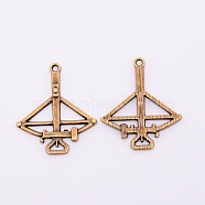 Alloy Pendants, Bow and Arrow, Cadmium Free & Lead Free, Antique Bronze, 39.7x34x3.2mm, Hole: 2.2mm(PALLOY-WH0076-42AB-RS)