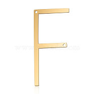 201 Stainless Steel Links connectors, Letter, Golden, Letter.F, 37x17.5x1mm, Hole: 1mm(STAS-S105-T546D-F)