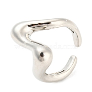Brass Wave Open Cuff Rings, Lead Free & Cadmium Free, Platinum, Us Size 5 1/4(15.9mm)(RJEW-Q781-07P)