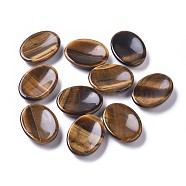 Natural Tiger Eye Massager, Worry Stone for Anxiety Therapy, Oval, 40x30x9mm(DJEW-F008-E01)