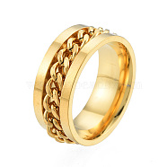 201 Stainless Steel Curb Chain Finger Ring for Women, Light Gold, Inner Diameter: 17mm(RJEW-N043-30LG)