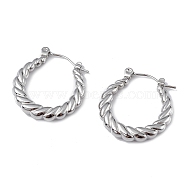 304 Stainless Steel Twist Teardrop Hoop Earrings for Women, Stainless Steel Color, 22.5x21.5x3.5mm, Pin: 0.6mm(EJEW-I284-10P)