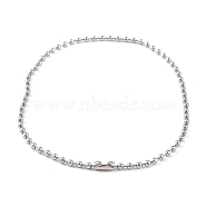 304 Stainless Steel Ball Chain Necklaces for Women, Stainless Steel Color, 15.94 inch(40.5cm), bead: 4mm(NJEW-G135-01D-P)