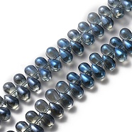 Electroplate Glass Beads, Top Drilled, Teardrop, Steel Blue, 8.5x5x5.5mm, Hole: 0.8mm(GLAA-WH0023-29G)