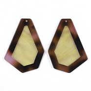 Cellulose Acetate(Resin) Big Pendants, Two-tone, Polygon, Pale Goldenrod, 53x39x2.5mm, Hole: 1.5mm(KY-S157-26A)