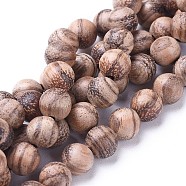 Natural Eaglewood Beads Strands, Round, Rosy Brown, 4mm, Hole: 1mm, about 98pcs/strand, 15.5 inch(39.5cm)(X-WOOD-F008-06-A)