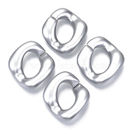 Opaque Spray Painted Acrylic Linking Rings, Quick Link Connectors, for Curb Chains Making, Twist, Silver, 37x34x9mm, Inner Diameter: 20x13mm, Side Length: 30.5x31.5mm, about 113pcs/500g(OACR-S021-25B-B02)
