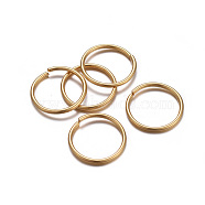 304 Stainless Steel Open Jump Rings, Real 24K Gold Plated, 18 Gauge, 12x1mm, Inner Diameter: 10mm(STAS-L187-12x1mm-G)