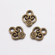 Alloy Charms, Heart, Lead Free and Cadmium Free, Antique Bronze Color, about 10mm long, 8mm wide, 2mm thick, hole: 1.5mm(X-EA10673Y-AB)