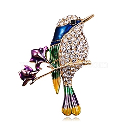 Alloy Enamel Brooch, with Rhinestone, Bird, Colorful, 45x40mm(PW-WG93844-01)