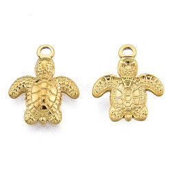 304 Stainless Steel Pendants, Tortoise, Real 18K Gold Plated, 18.5x15x3mm, Hole: 1.8mm(STAS-N098-174LG)
