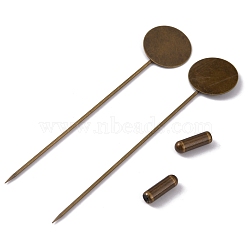 Brass Lapel Pin Base Settings, with Tray, Flat Round, Silver, Tray: 10mm, 72mm(KK-WH0045-025A-S)