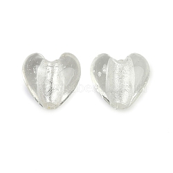 Handmade Lampwork Beads, Heart, Clear, 14.5~15.5x15~15.5x9~10mm, Hole: 1.8mm(LAMP-Q005-06G)