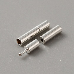 Brass Bayonet Clasps, Column, Leather Cord Clasps Findings, Silver, 14x3mm, Hole: 1.7mm(KK-WH0062-36A-S)