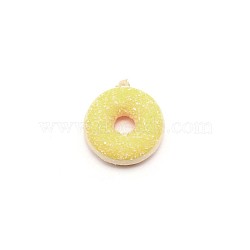 PU Imitation Doughnut Pendant Decorations, Artificial Donuts Fake Cake Dessert Model, Champagne Yellow, 52~54x46~48x19mm, Hole: 2mm(FIND-WH0094-68C)