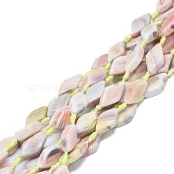 Natural Banded Agate/Striped Agate Beads Strands, Dyed & Heated, Rhombus, Pink, 19~22x10~12x5~7mm, Hole: 1.8mm, about 17pcs/Strand, 18.31 inch(46.5cm)(G-L544-048)