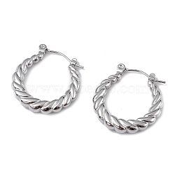 Non-Tarnish 304 Stainless Steel Twist Teardrop Hoop Earrings for Women, Stainless Steel Color, 22.5x21.5x3.5mm, Pin: 0.6mm(EJEW-I284-10P)