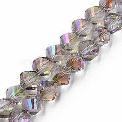 Electroplate Transparent Glass Beads Strands, Faceted, Nuggets, Violet, 8x7mm, Hole: 1.4mm, about 72pcs/strand, 20.08 inch(51cm)(EGLA-N002-39-C05)