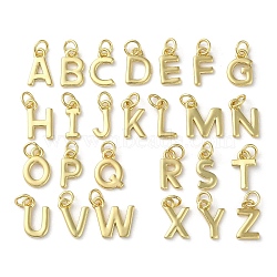 26Pcs Rack Plating Brass Charms, Cadmium Free & Lead Free, Long-Lasting Plated, Letter A~Z, Real 18K Gold Plated, 11.5~12x4.5~12.5x1.5mm, Hole: 3.2mm(KK-P245-06G)