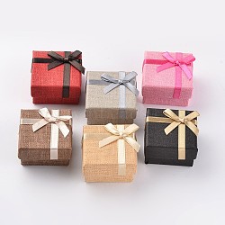 Square Cardboard Rings Boxes, Mixed Color, 5.7x5.7x3.1cm(CBOX-D028-01)