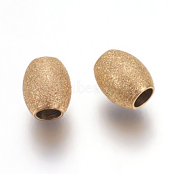 Ion Plating(IP) 304 Stainless Steel Beads, Textured Beads, Oval, Golden, 6x5mm, Hole: 2.2mm(STAS-L216-01C-G)
