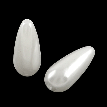 ABS Plastic Imitation Pearl Teardrop Beads, Snow, 17x7.5mm, Hole: 2mm, about 850pcs/500g