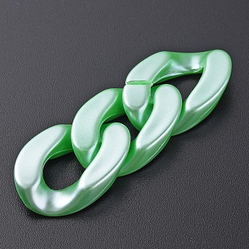 Opaque Acrylic Linking Rings, Quick Link Connectors, for Curb Chains Making, Pearlized, Twist, Light Green, 29x20x6mm, Inner Diameter: 8x16mm