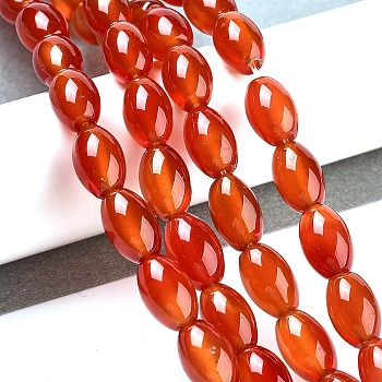 Natural Carnelian Beads Strands, Dyed, Natural Carnelian, Oval, 12x8mm, Hole: 1.2~1.5mm, about 32pcs/strand, 14.5 inch