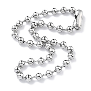 304 Stainless Steel Ball Chain Necklaces, Stainless Steel Color, 17.72 inch(45cm), 8mm