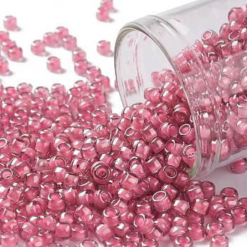 TOHO Round Seed Beads, Japanese Seed Beads, (959) Inside Color Light Amethyst/Pink Lined, 8/0, 3mm, Hole: 1mm, about 1110pcs/50g