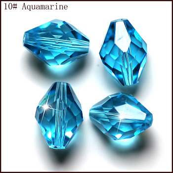 Imitation Austrian Crystal Beads, Grade AAA, Faceted, Bicone, Deep Sky Blue, 10x13mm, Hole: 0.9~1mm