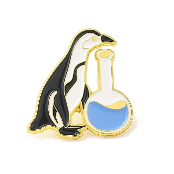 Animal Black Alloy Brooches, Enamel Pins, for Backpack Clothes, Penguin, 29x26x1.5mm