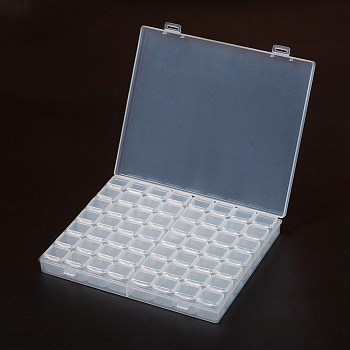 Plastic Bead Containers, Flip Top Bead Storage, Removable, 56 Compartments, Rectangle, Clear, 21.2x18x2.7cm, Compartments: about 2.4x2.5x2.3cm, 56 Compartments/box