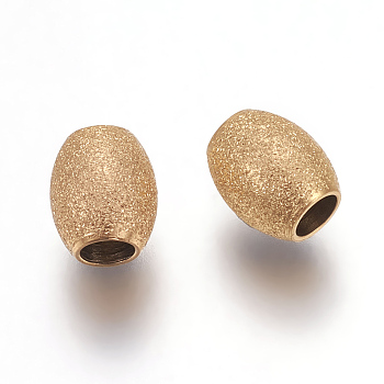 Ion Plating(IP) 304 Stainless Steel Beads, Textured Beads, Oval, Golden, 6x5mm, Hole: 2.2mm
