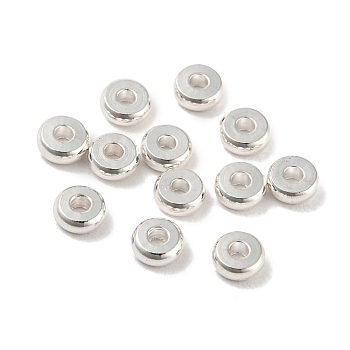 Brass Spacer Beads, Rondelle, Silver Color Plated, 4x1.5mm, Hole: 1.5mm