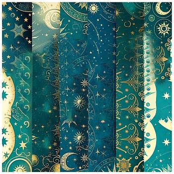 12 Sheets 12 Styles Scrapbooking Paper Pads, Decorative Craft Paper Pad, None Self-Adhesive, Sun, 153x153x0.1mm, 1 Sheet/style