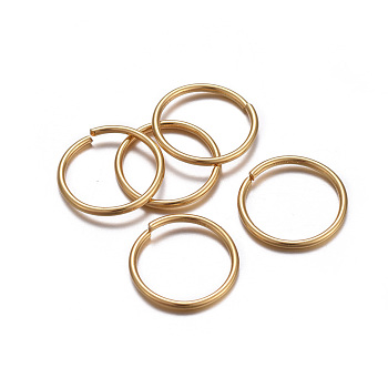 304 Stainless Steel Open Jump Rings, Real 24K Gold Plated, 18 Gauge, 12x1mm, Inner Diameter: 10mm