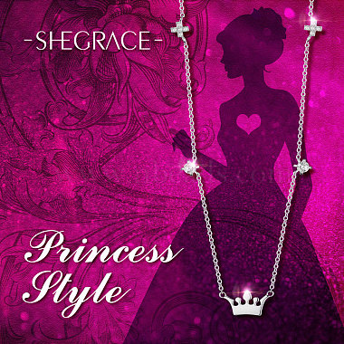 SHEGRACE 925 Sterling Silver Necklace with Crown Pendant(JN676A)-5