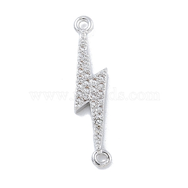 Platinum Clear Lightning Bolt Brass+Cubic Zirconia Links