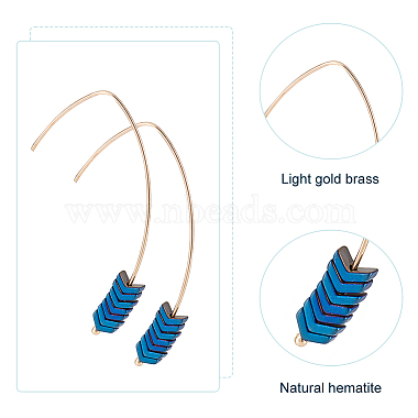 7 Pairs 7 Colors Natural Hematite Arrow Dangle Earrings(EJEW-AN0001-43)-3