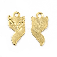 Brass Pendants, Long-Lasting Plated, Cadmium Free & Lead Free, Fox, Real 24K Gold Plated, 11.5x5.5x0.4mm, Hole: 1.2mm(KK-H435-07G)