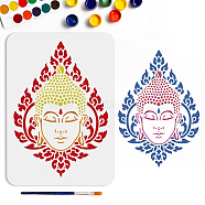 US 1Pc PET Hollow Out Drawing Painting Stencils, for DIY Scrapbook, Photo Album, with 1Pc Art Paint Brushes, Buddha Head, Human, 210x297mm(DIY-MA0005-20B-03)