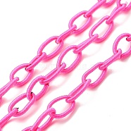 Handmade Nylon Cable Chains Loop, Oval, Deep Pink, 8~9x11~13x2mm, about 85cm/strand, 33.5 inch(EC-A001-01)