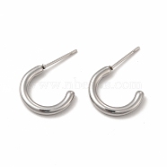 304 Stainless Steel Ring Stud Earrings, Half Hoop Earrings for Women, Stainless Steel Color, 15x13x2mm, Pin: 0.7mm(EJEW-C004-12C-P)
