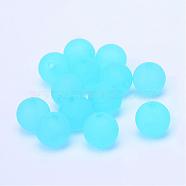 Transparent Acrylic Ball Beads, Frosted Style, Round, Deep Sky Blue, 6mm, Hole: 1mm, about 4200pcs/500g(FACR-R021-6mm-06)