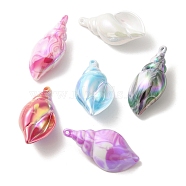 Plating UV Acrylic Pendants, Conch, Mixed Color, 70x35x27mm, Hole: 3.3mm(OACR-B020-07)