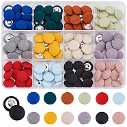 120Pcs 12 Colors Plastic with Cotton Cloth Shank Buttons, 1-Hole, Mushroom Shape, Mixed Color, 12~12.5x7~7.7mm, Hole: 1.8~2x2mm, 10pcs/color(BUTT-GA0001-09)