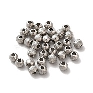 303 Stainless Steel Beads, Textured, Rondelle, Stainless Steel Color, 5x4.5mm, Hole: 1.5mm(STAS-E192-15P)