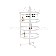 4-Tier Rotatable Iron Earring Display Stands, Jewelry Tower Organizer Holder for Earrings Storage, Round, White, 14x14x30.5cm(PW-WG50670-03)