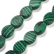 Synthetic Malachite Beads Strands, Oval, 14x10x5mm, Hole: 0.5mm, about 28pcs/strand, 15.55''(39.5cm)(G-P559-B07-01)